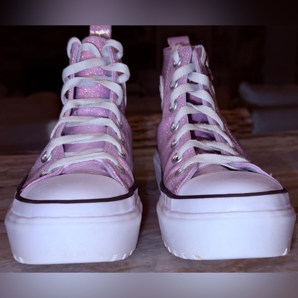 Kids CONVERSE Chuck Taylor All Star lugged lift platform prism glitter. Size 4 - Picture 6 of 9